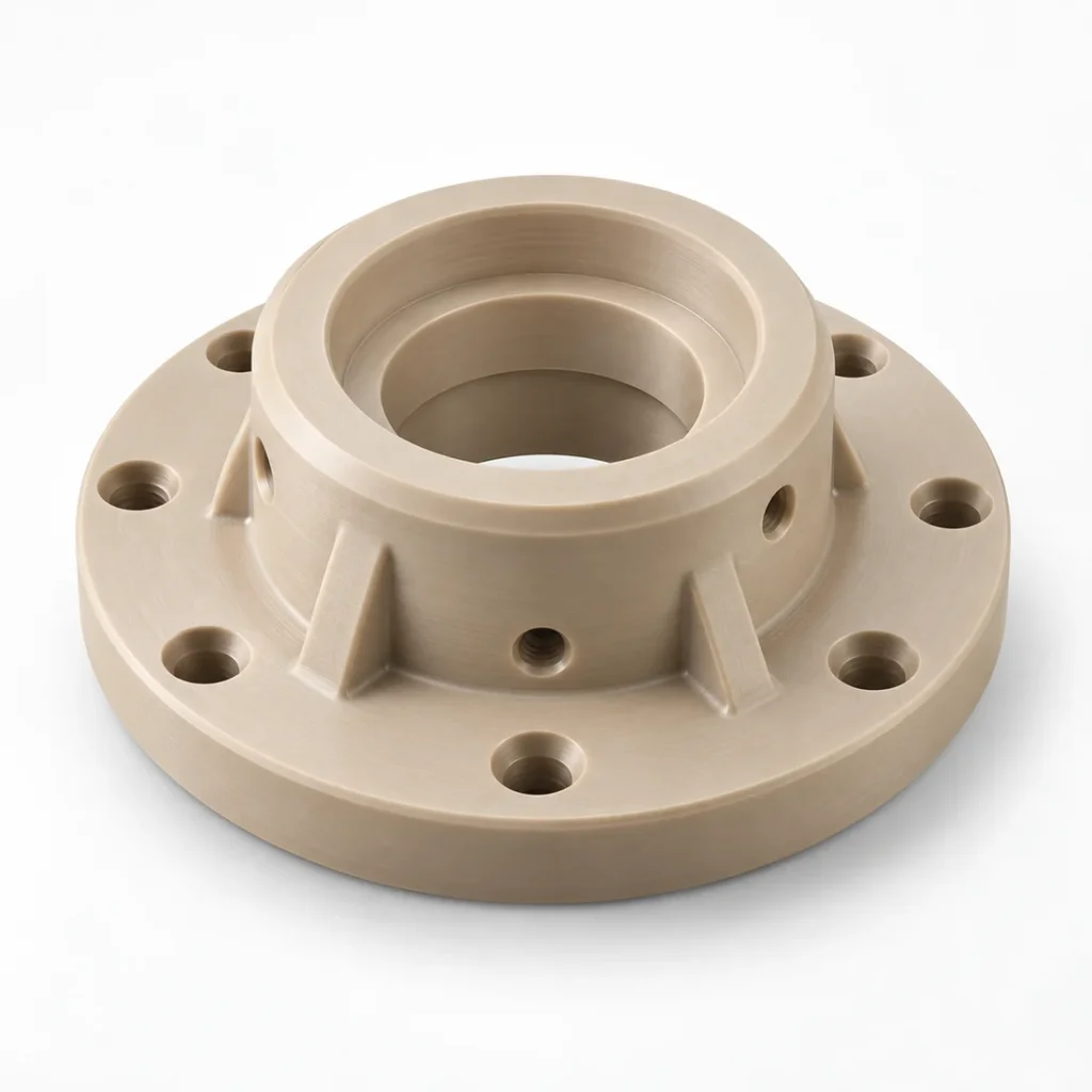 Natural PEEK machined insulator flange