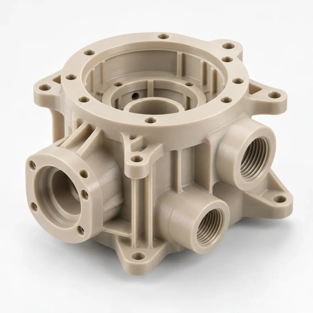 Advanced CNC-machined PEEK insulator body with multiple ports