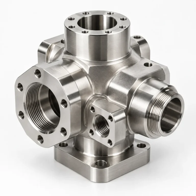 Complex stainless steel multi-port fluid manifold