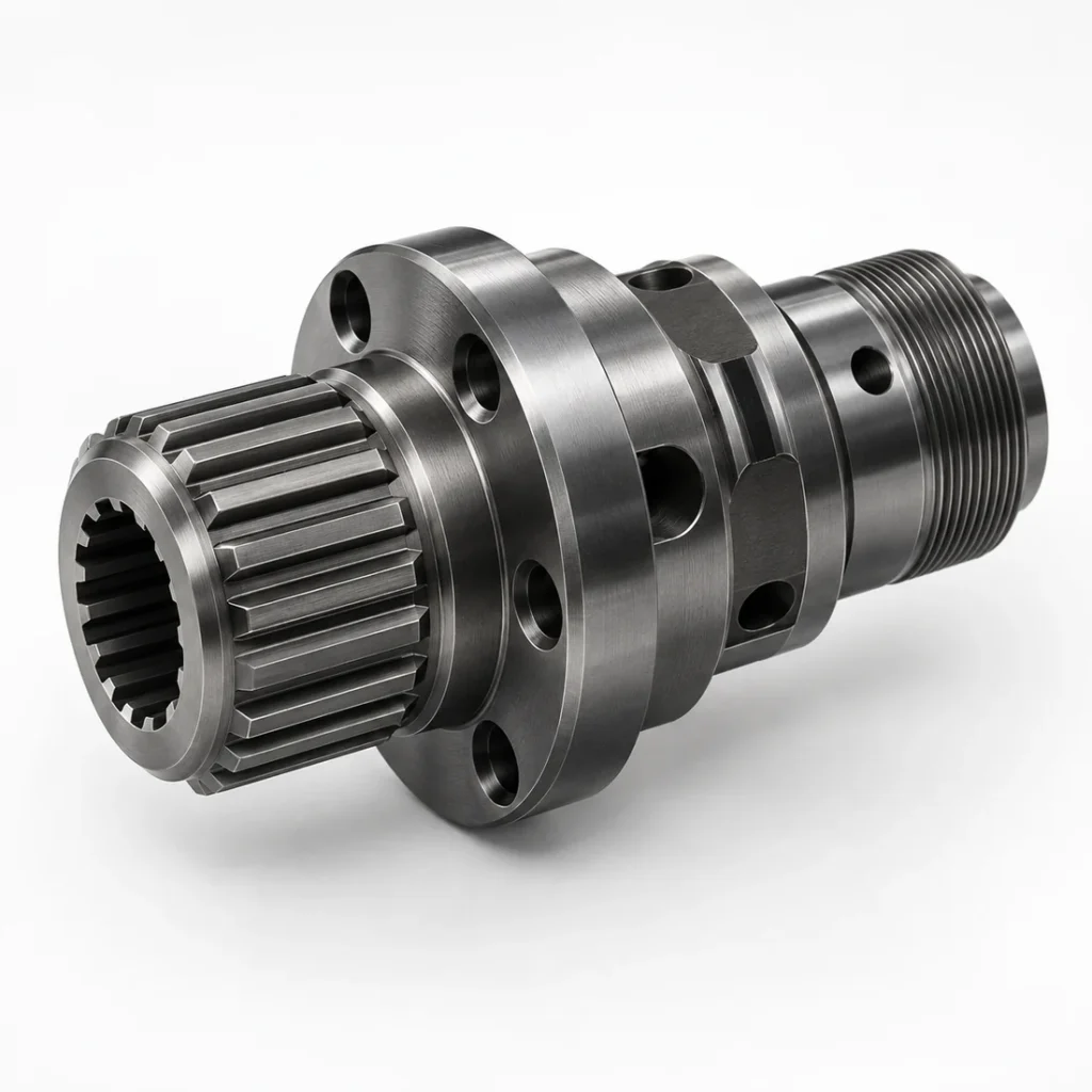 Combined turned and milled steel splined coupling