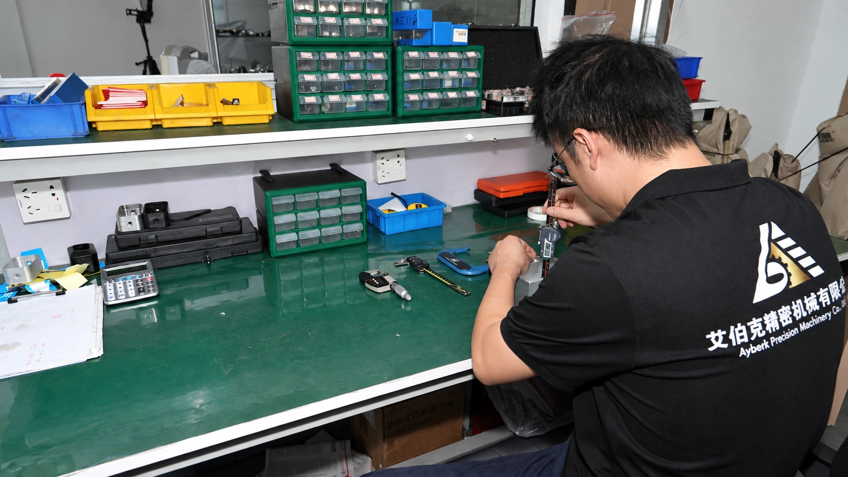Quality engineer inspecting a precision machined component
