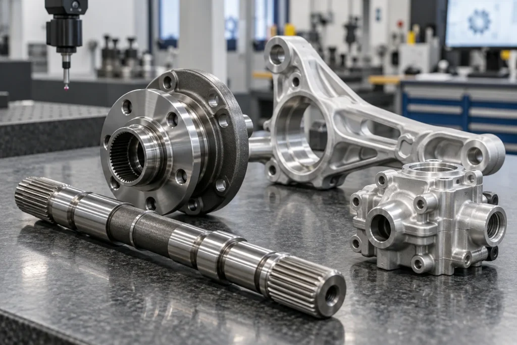 Machined shafts, hubs, brackets and fluid housings for mobility applications