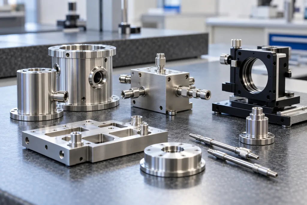 Precision instrument housings, fluidic manifold and optical alignment mount