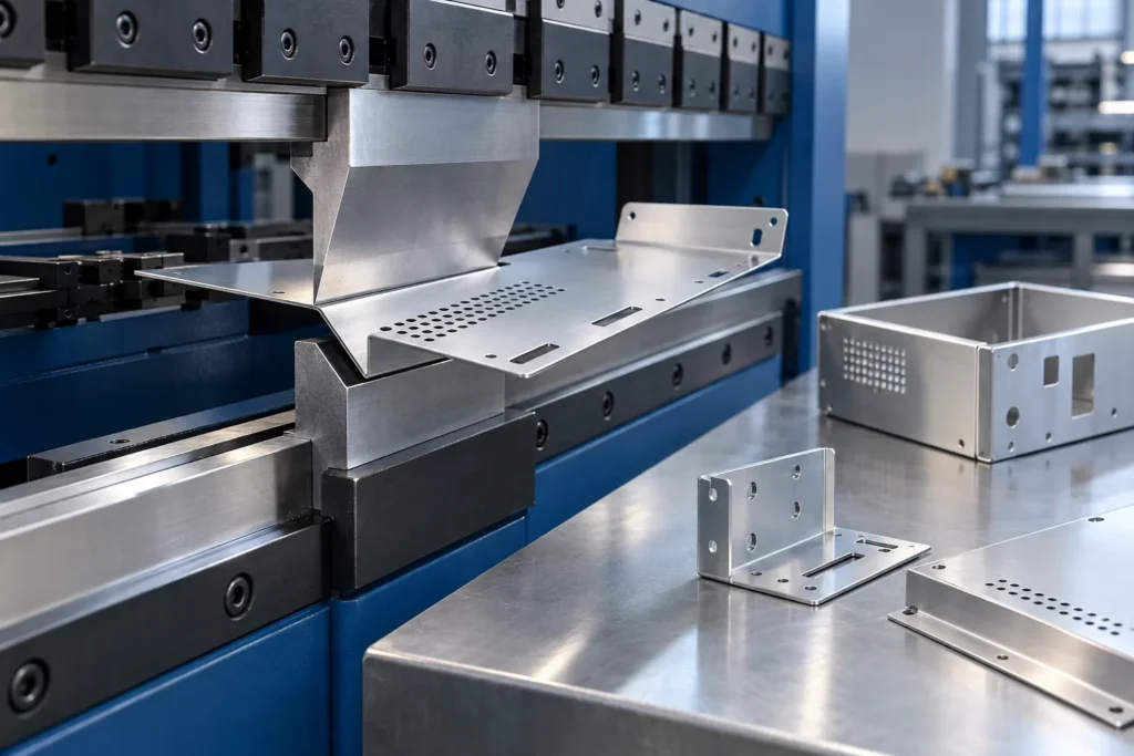 Generic technical illustration of press-brake sheet metal forming